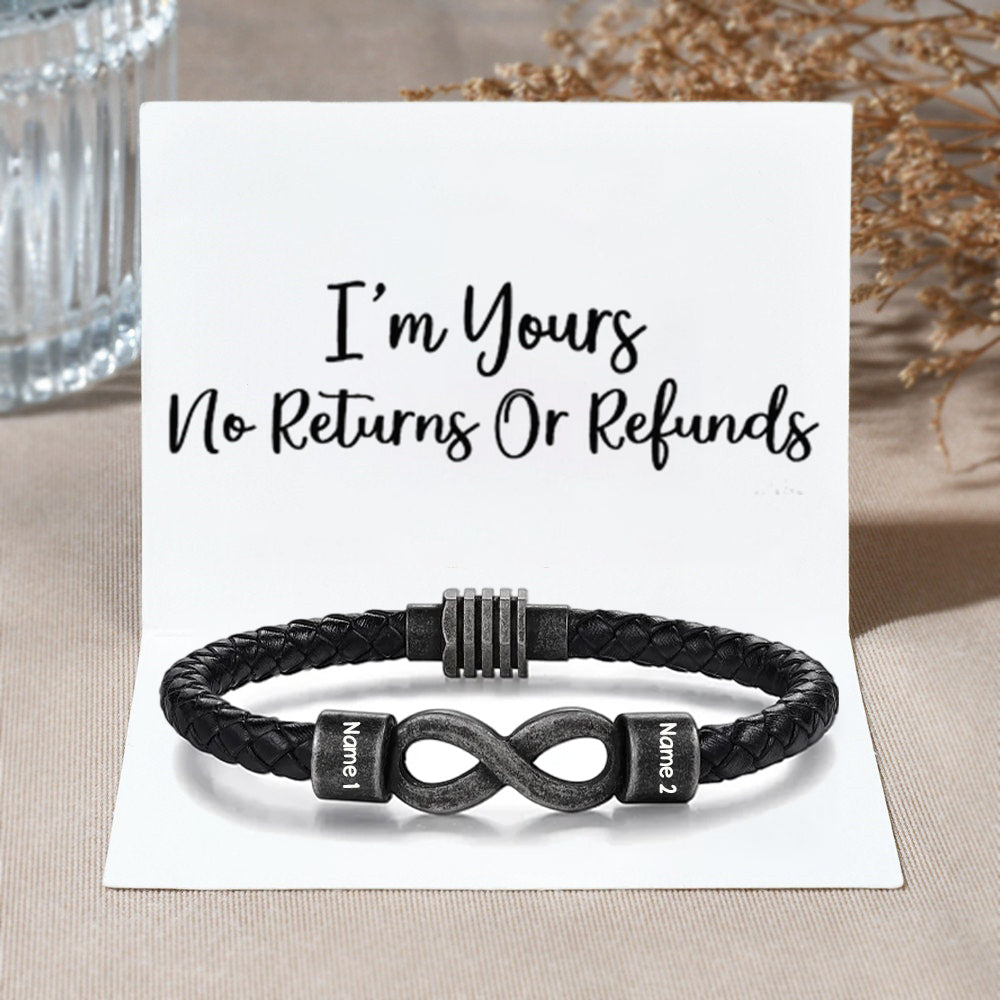 Personalized Couple names Leather Bracelet